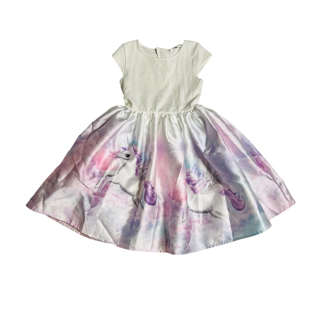 H&M White and Pastel‎ Unicorn Kids Dress